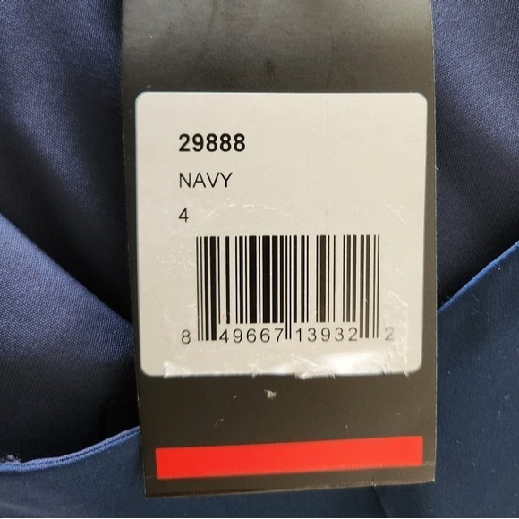 La Femme 29888 Scoop Laced A-Line Satin Embellished Evening Gown Navy Blue 4 NWT - Picture 9 of 10